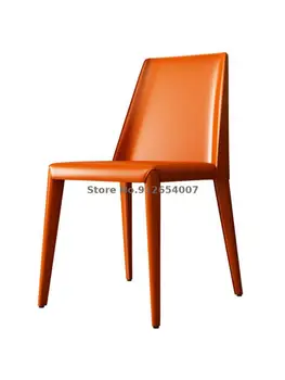 Обеденный стул из натуральной кожи с седлом, домашний Легкий Роскошный железный стул Со спинкой, письменный стол со скандинавской простой сеткой, Повседневный обеденный стул красного цвета
