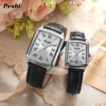 Модные женские часы POSHI для пары, роскошный кожаный ремешок, римский указатель, оригинальные часы, подарок любителю наручных часов