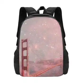 Покрытие Школьная сумка Сан-Франциско Рюкзак Большой емкости Ноутбук Звезды Блеск Космос Галактика Туманность Воздух Небо Сан-Франциско