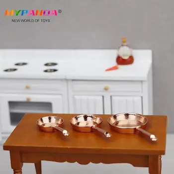 1 комплект 1: 12 Кукольный домик Миниатюрная Сковорода Запеканка Металлическая Посуда Кухонная модель Декор Игрушка Аксессуары для Кукольного дома