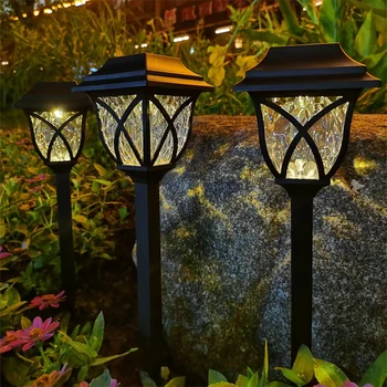 Светодиодные солнечные фонари для газона, наружная водонепроницаемая лампа для украшения сада теплым светом, для дорожки, для двора виллы, для подъездной дорожки