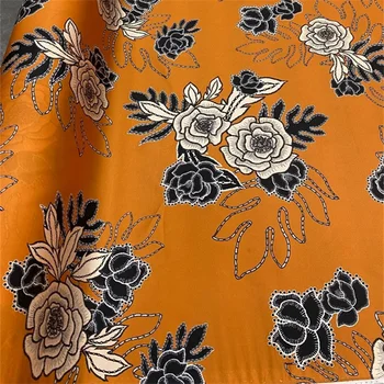Оранжевое художественное окрашивание, высококачественное пижамное платье Hanfu из натуральной шелковой ткани ручной работы, модный роскошный материал для шитья своими руками По метрам