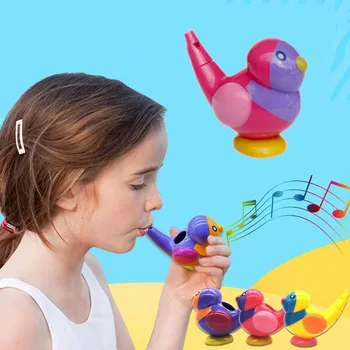 Свистулька с цветным рисунком водяной птицы, музыкальная игрушка для купания малыша, развивающий детский подарок, музыкальный инструмент