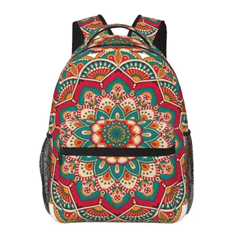 Винтажный рюкзак с цветочными Мандалами, Женский Мужской рюкзак большой емкости, дорожная сумка на открытом воздухе, Повседневный рюкзак