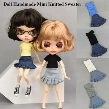 1 комплект Новых разноцветных аксессуаров для кукол ручной работы, Джинсовая юбка, одежда для переодевания, Топы, Повседневное платье, Мини-вязаный свитер