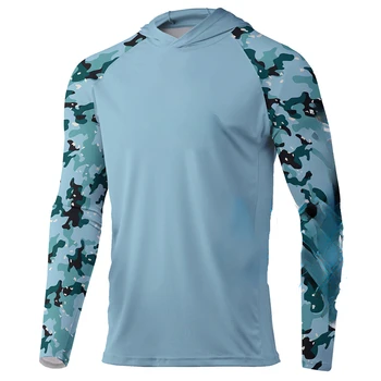 Мужская рубашка для рыбалки, толстовка с защитой от ультрафиолета, Быстросохнущий капюшон для рыбалки с длинным рукавом, Уличная защита, одежда для рыбалки