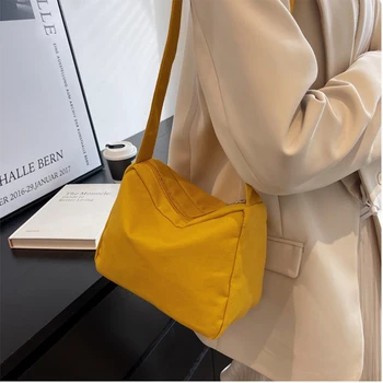 Модная простая женская сумка-мессенджер, повседневная холщовая сумка через плечо, простые тканевые сумки, сумка-тоут большой емкости, кошелек для девочек