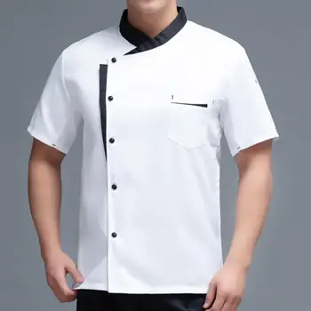 Высококачественная унисекс униформа шеф-повара, рабочая одежда для гостиничной кухни, униформа шеф-повара ресторана с короткими рукавами, рубашка для приготовления пищи, куртка + Шляпа + фартук
