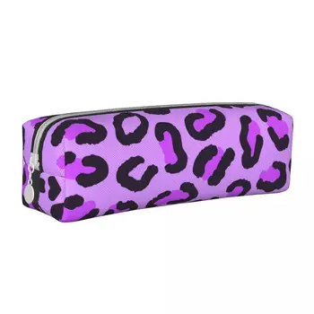 Фиолетовые пеналы в виде гепарда, классические сумки для карандашей в виде леопардовых животных, студенческие школьные принадлежности большой емкости, пеналы на молнии