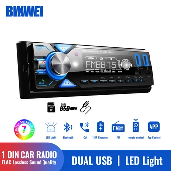 BINWEI 1 Din Автомобильный Радиоприемник Bluetooth MP3 Стерео Приемник Аудио TF/SD/USB/AUX для Автомобилей Универсальный Автомобильный Мультимедийный Плеер Со Светодиодной подсветкой