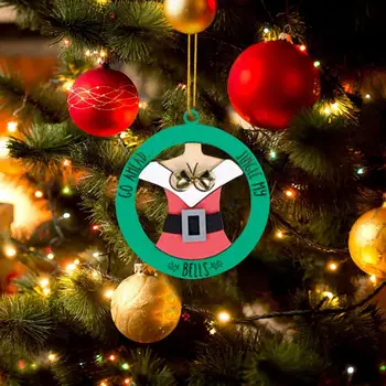 Зеленый Деревянный праздничный декор Многоразовые Деревянные украшения для рождественской елки с колокольчиками Праздничные формы оленей Санта-Клауса на Рождество