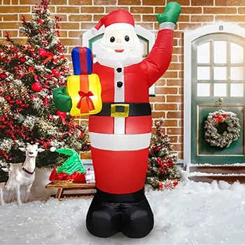 Гигантский надувной Санта-Клаус 1,8 м Празднует Счастливое Рождество, сияя на открытом воздухе, Создавая теплую атмосферу, украшение дома