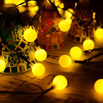 Солнечная светодиодная гирлянда 200 огней, маленькие белые шариковые наружные декоративные цветные фонари, Рождественское праздничное освещение