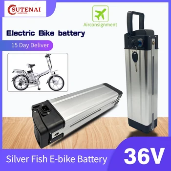 Новая портативная батарея для электрического велосипеда в стиле серебряной рыбы 36 В, литиевая батарея высокой мощности 500 Вт с алюминиевым корпусом, подходящая для электровелосипеда