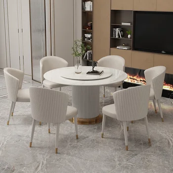Table ronde moderne minimaliste Home Designer table ronde légère et luxueuse avec plateau tournant