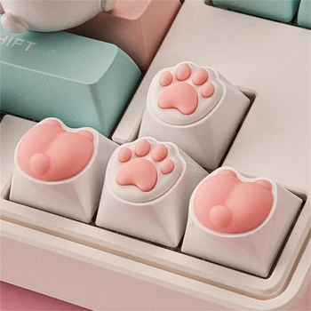 3D мягкий силиконовый колпачок для ключей в виде кошачьей лапы для механических клавиатур и красочные колпачки для клавиш в виде кошачьих когтей Расходные материалы для сублимации