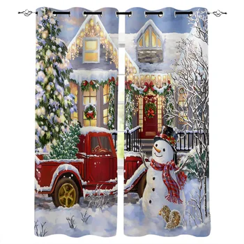 Новогодний грузовик с Рождественской елкой Плотные шторы для детей Домашний декор Спальня Гостиная Шторы с высоким затенением на окнах