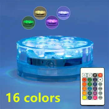 10 светодиодных RGB-подводных ламп с дистанционным управлением, Ваза на батарейках, Чаша, украшение для вечеринки в саду, Подводный ночной светильник на открытом воздухе