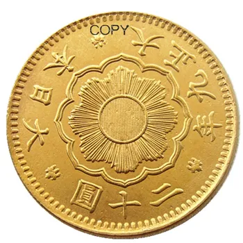 JP(19) Япония, 20 Иен, Позолоченная Азиатская монета Тайсе 9-летнего выпуска