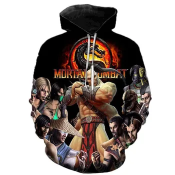 Игра Mortal Kombat 1V1 Толстовки с 3D принтом Для мужчин и женщин, индивидуальность, толстовки, косплей, уличная одежда, подростковая мода, повседневное пальто с капюшоном