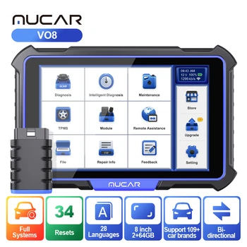 Профессиональный диагностический инструмент MUCAR VO8 OBD2 Автомобильный сканер full systems 34 сбрасывает активную тестовую кодировку ECU, двунаправленное сканирование