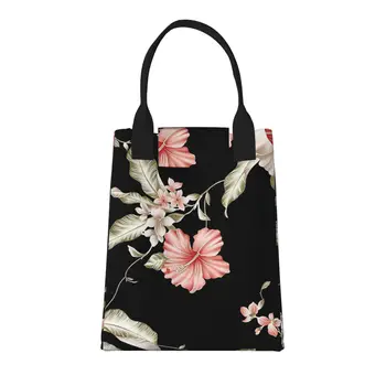 Декоративная большая модная сумка для покупок в цветочек с ручками, многоразовая хозяйственная сумка из прочной винтажной хлопчатобумажной ткани