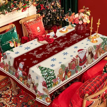 Рождественские скатерти с рисунком снеговика, прямоугольные скатерти, Рождественские скатерти, кухонное столовое белье, противообрастающие украшения
