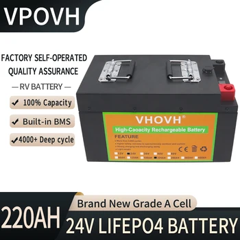 Аккумулятор 24V LiFePO4 220Ah Встроенный Блок Литий-железо-фосфатных элементов BMS Для замены Большей части резервного источника питания Домашнего хранилища энергии