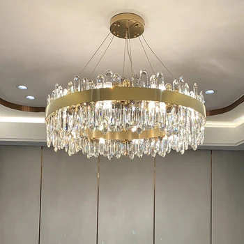 Современные роскошные хрустальные люстры Подвесные потолочные светильники для гостиной Столовой Кухни Домашнего декора Подвесной блеск