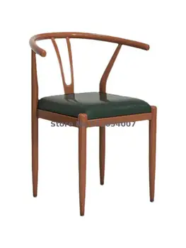 Скандинавский обеденный стул бытовой yобразный стул с железной спинкой стул Taishi простой кольцевой стул имитация массива дерева китайский ресторан чай с молоком