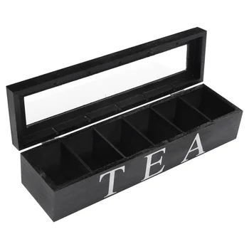 Деревянный органайзер для коробок для кофе и чая с крышкой, держатель для хранения кофейных пакетиков, органайзер для кухонных шкафов B