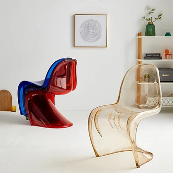 Обеденные стулья в скандинавском минимализме Современный Дизайнерский пластиковый Эргономичный шезлонг для макияжа Прозрачная мебель для ресторана Sillas