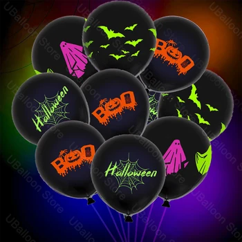 Неоновые воздушные шары для украшения Хэллоуина, латексные 12-дюймовые неоновые светящиеся призрачные шары для Хэллоуина, украшения для Хэллоуина